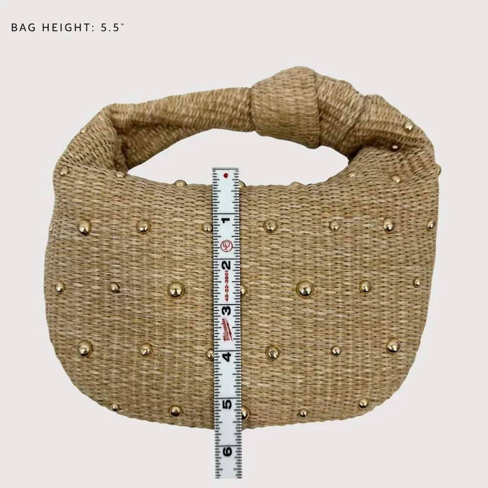 Urban Expressions Raffia Top Knot Bag Studded straw bag NWOT - Picture 6 of 7